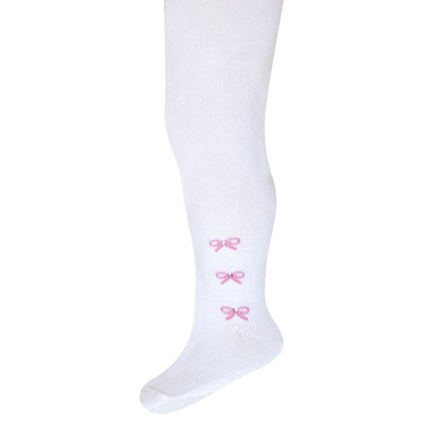 Ciorapi fetite albi cu fundite roz F1