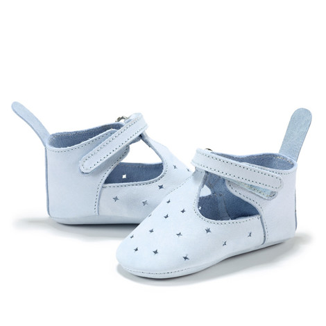 Moonie's - Papucei de piele pentru bebelusi Bleu F1