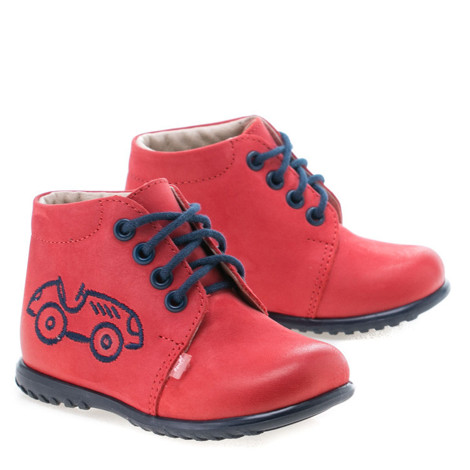 Pantofi din piele - handmade - EMEL rosu F1