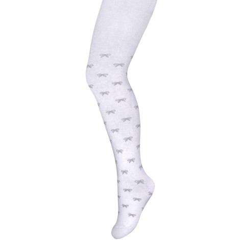 Imagine Ciorapi fetite albi cu model gri